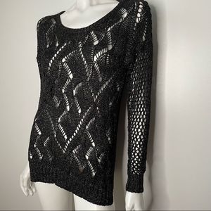 Loose Crochet Knit Sparkle Sweater XS